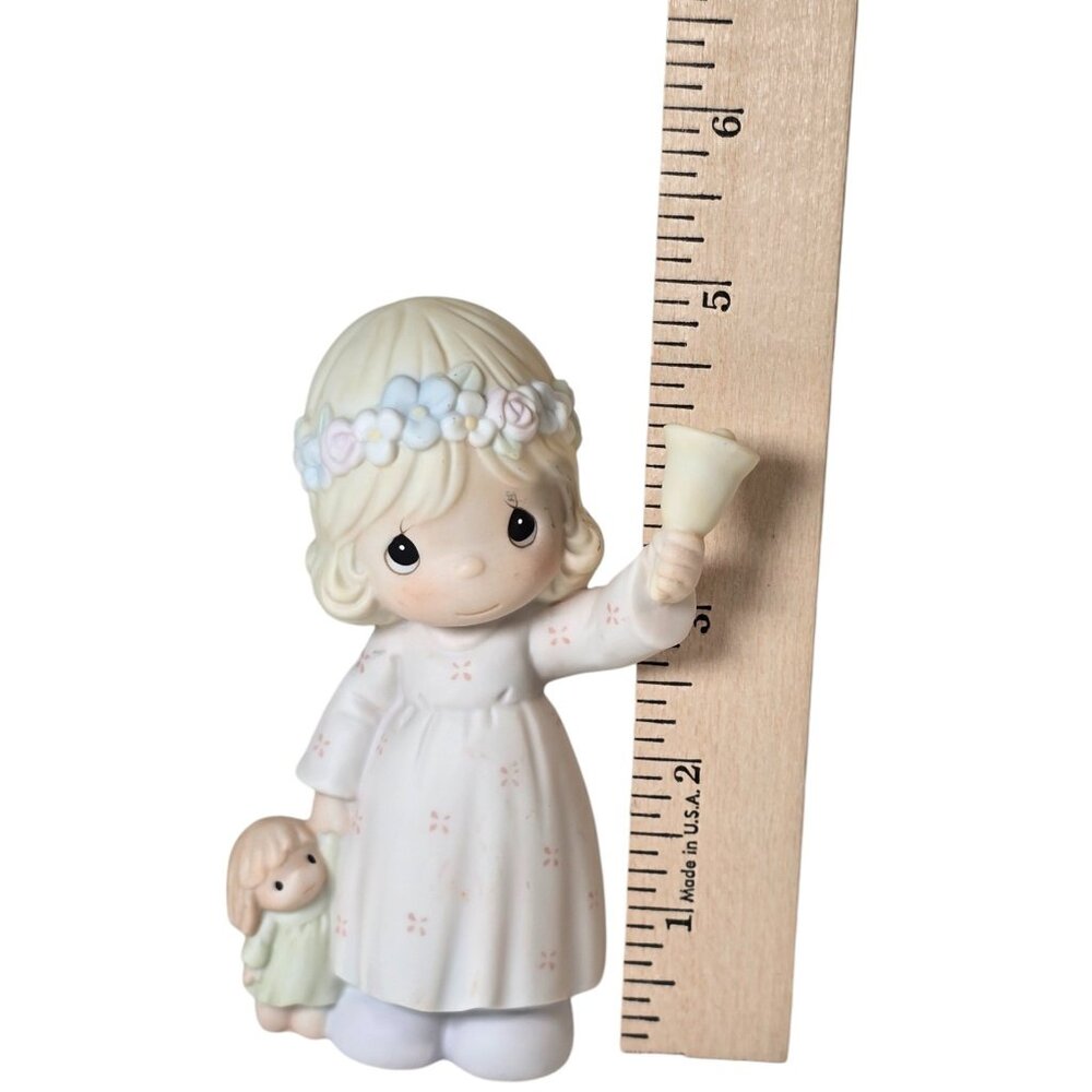 Precious Moments 1993 Ring Out The Good News Figurine Enesco Girl Bell - Picture 10 of 10